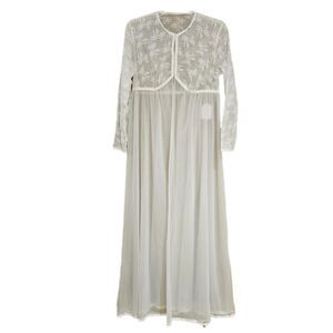 60s cottagecore coquette white lace maxi robe